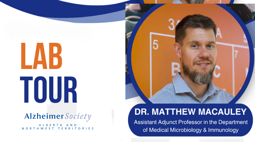 A lab tour banner with Dr. Matthew Macauley