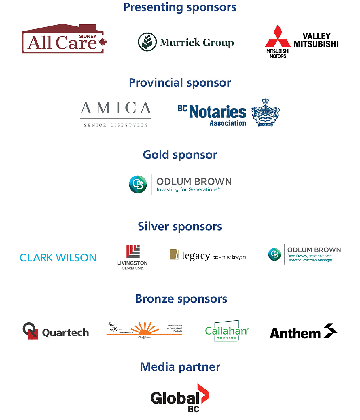 Logos for fourteen event sponsors and one media partner.