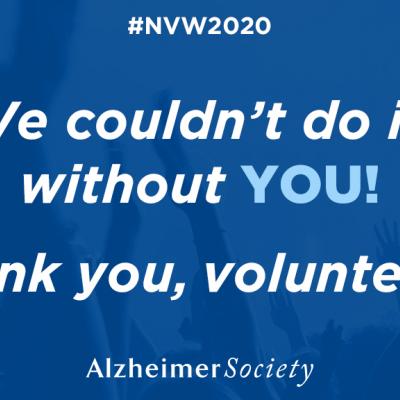 Blue banner that says 'We couldn't do it without YOU! Thank you, volunteers.'