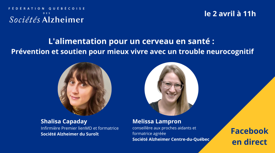 L'alimentation pour un cerveau en santé le 2 avril a 11h en direct sur Facebook