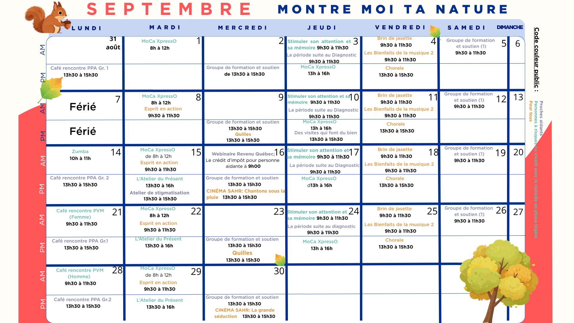 Calendrier Septembre 2026