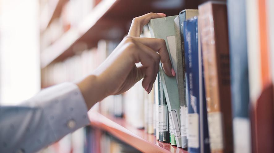 Person searching for books