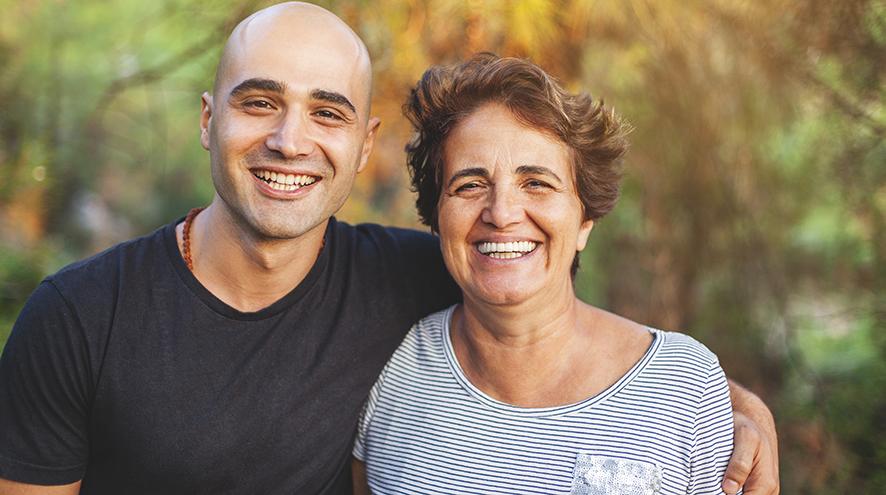 mother and son smiling together