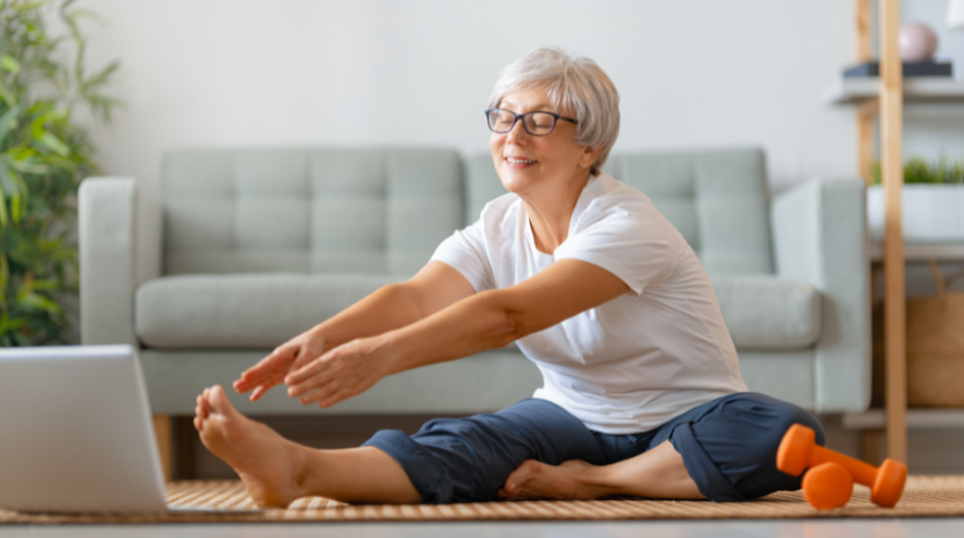 Woman doing online exercises