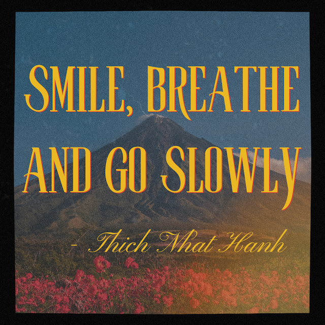 Smile, breathe, and go slowly. -Thich Nhat Hanh