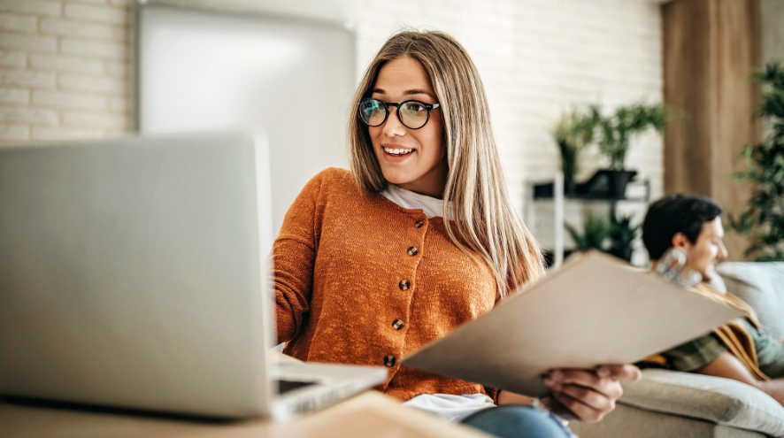 Woman looking at computer