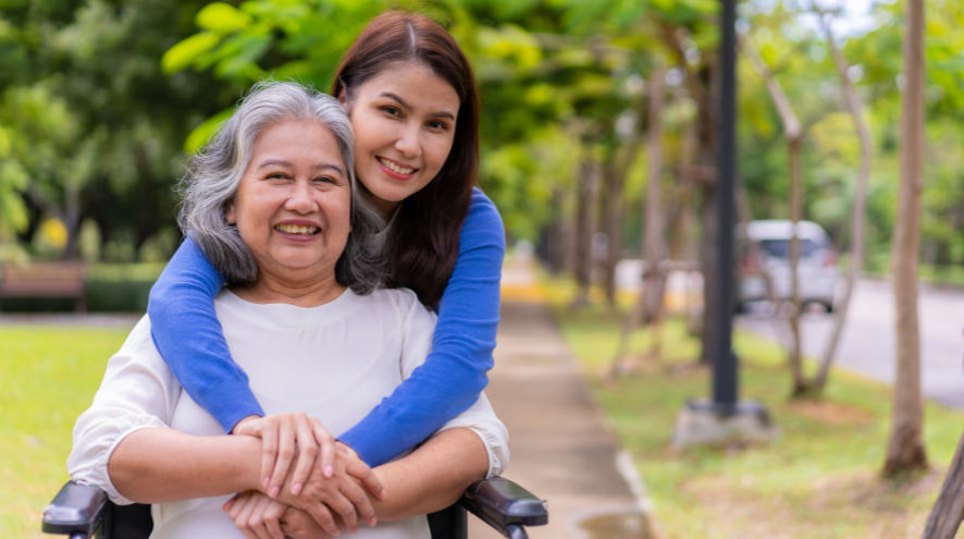 Daughter hugging her mother