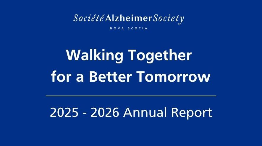 White text on a dark blue background reads, Walking together for a better tomorrow 2025 - 2026 Annual report