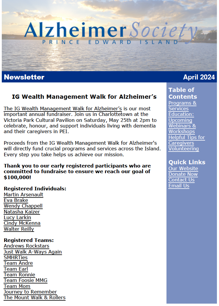 First page of ASPEI April Newsletter