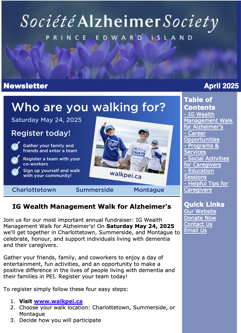Front page of newsletter