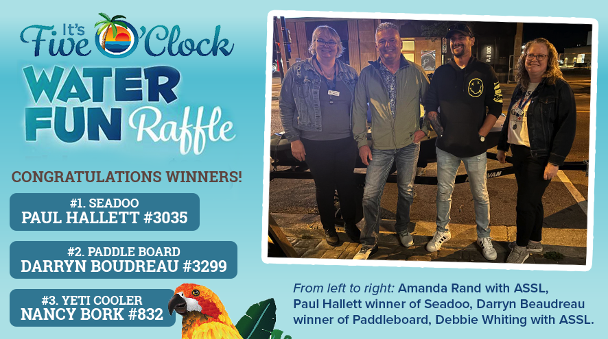 5 O Clock Water Fun Raffle Winners