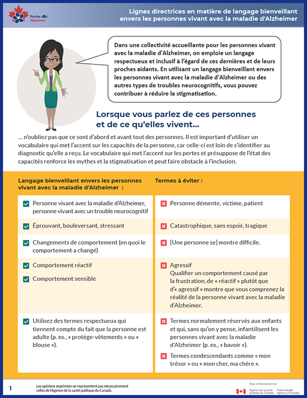 Proche allié Alzheimer - Lignes directrices en matière de langage bienveillant envers les personnes vivant avec la maladie d'Alzheimer - couverture