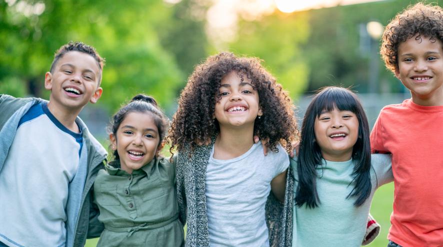 Group of children smiling together