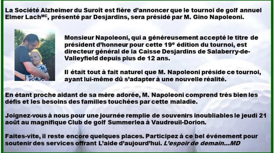 M. Gino Napoleoni - président d'honneur tournoi de golf
