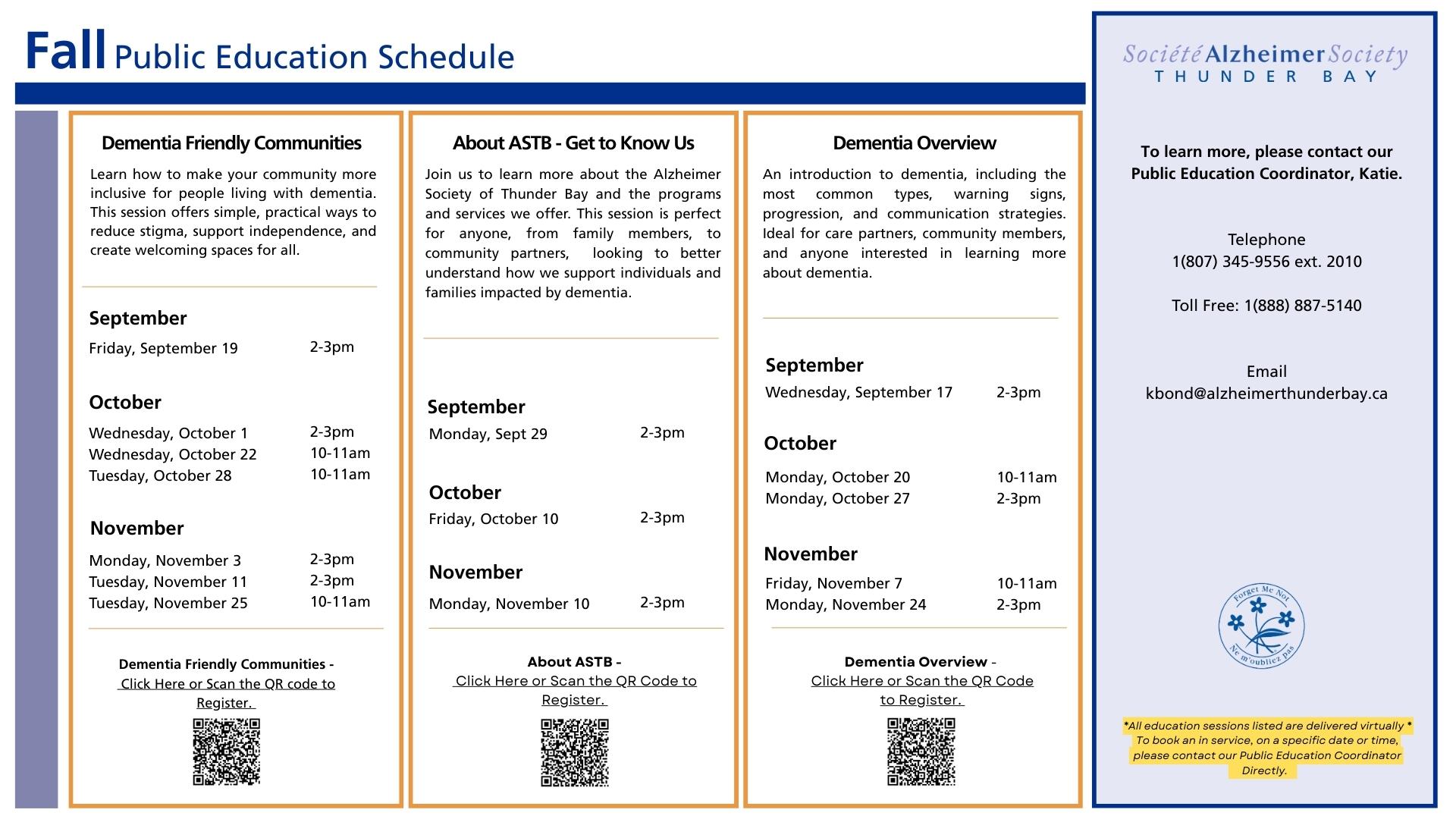 Fall Public Education Schedule